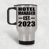 Hotel Manager Established EST. 2023 - Silver Travel Mug