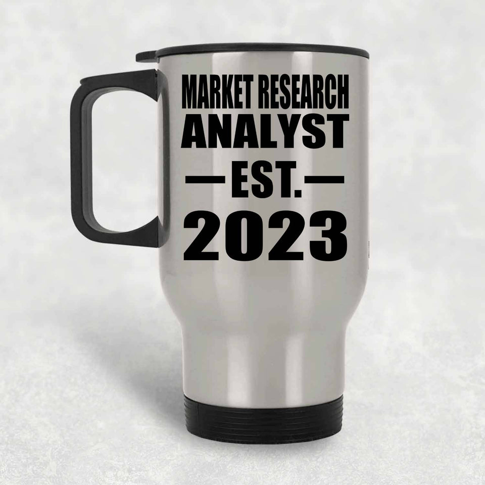 Market Research Analyst Established EST. 2023 - Silver Travel Mug