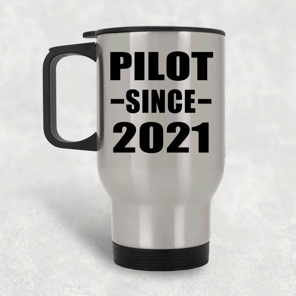 Pilot Since 2021 - Silver Travel Mug