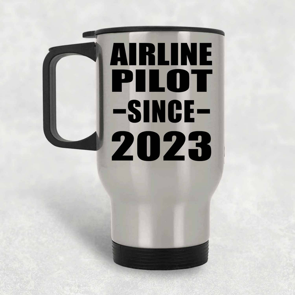 Airline Pilot Since 2023 - Silver Travel Mug