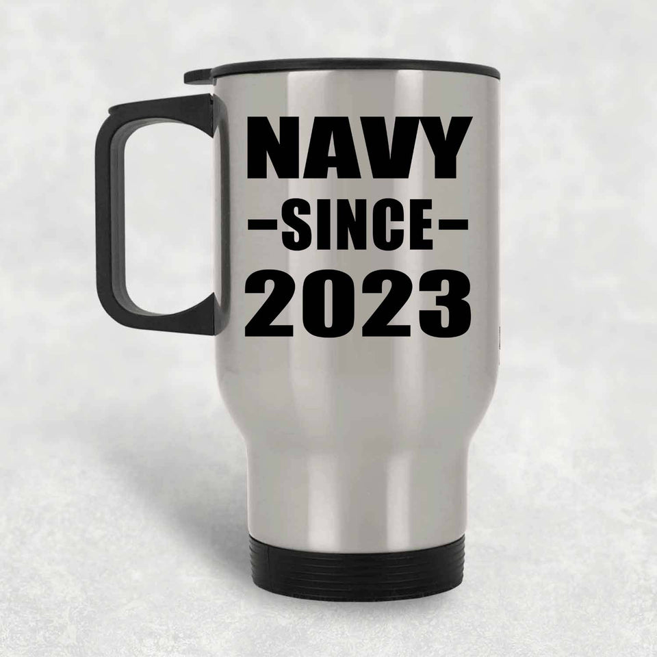Navy Since 2023 - Silver Travel Mug