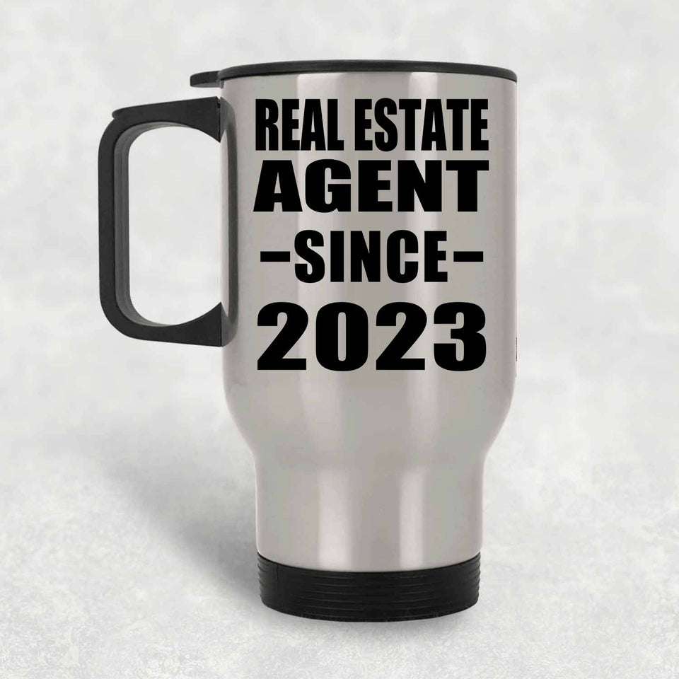 Real Estate Agent Since 2023 - Silver Travel Mug