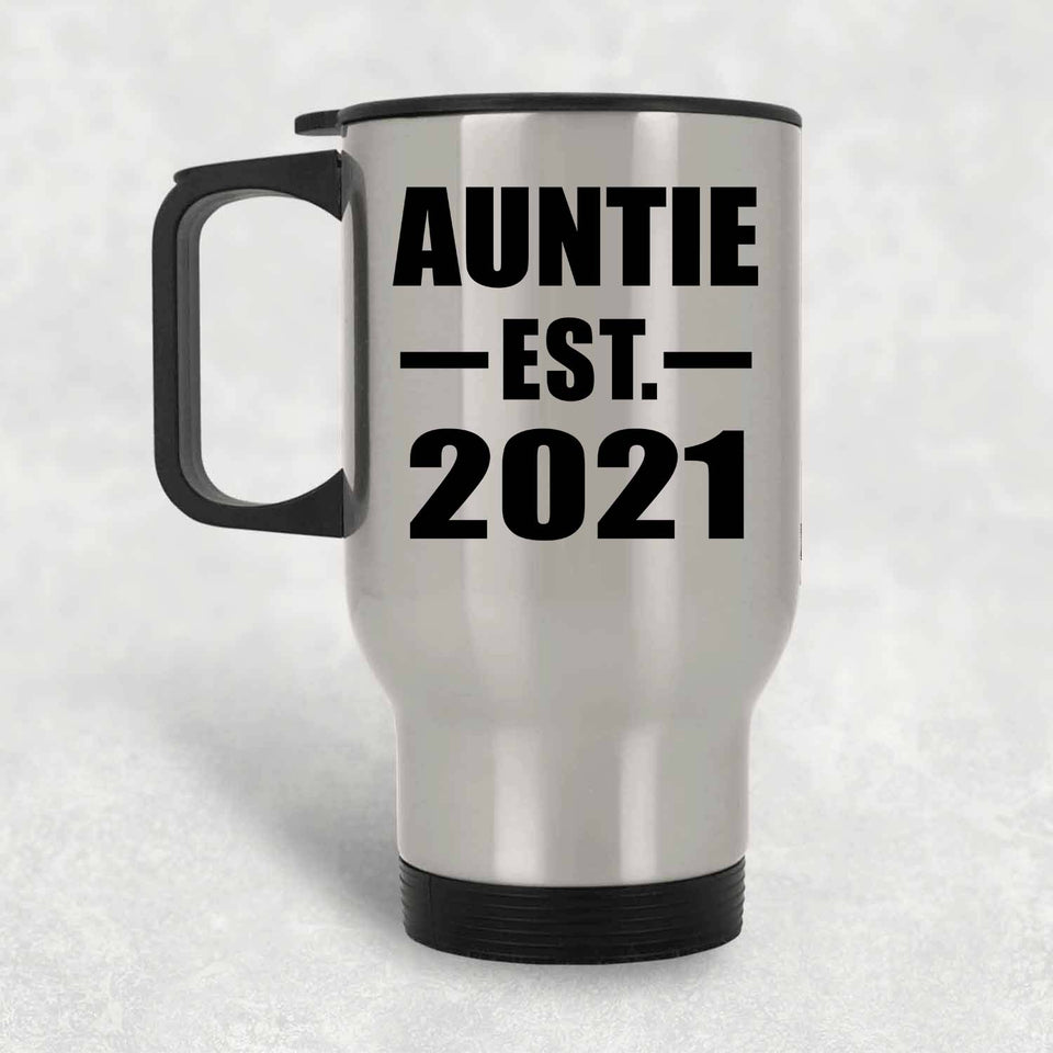 Auntie Established EST. 2021 - Silver Travel Mug