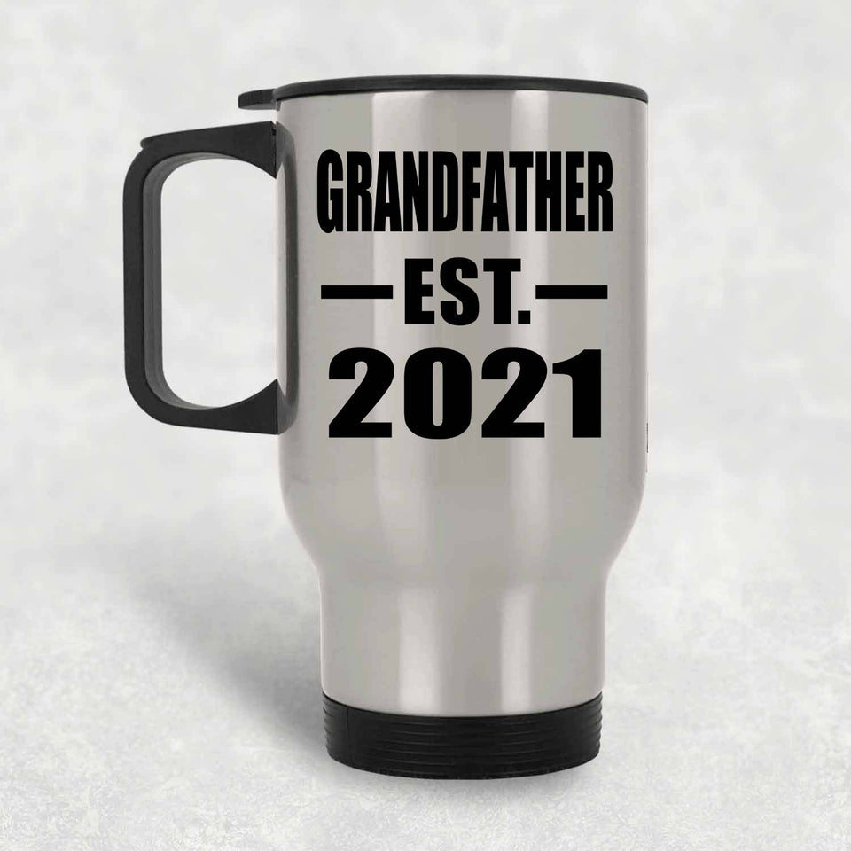 Grandfather Established EST. 2021 - Silver Travel Mug