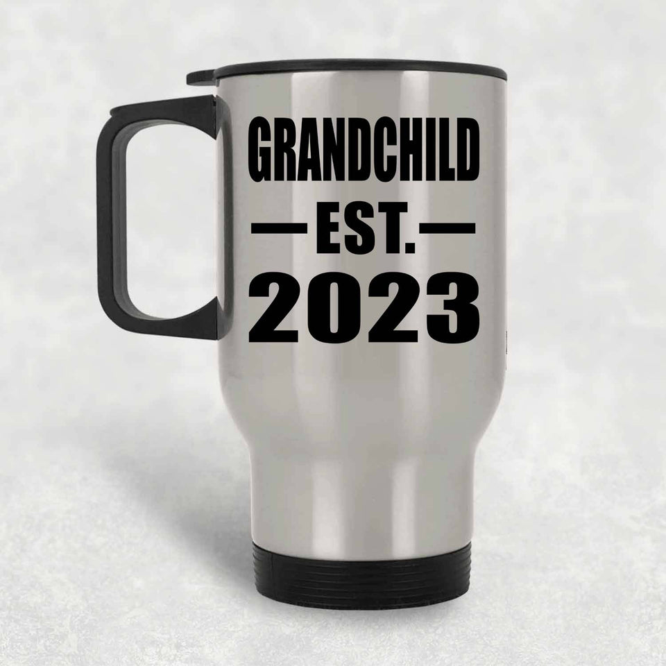 Grandchild Established EST. 2023 - Silver Travel Mug
