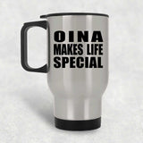 Oina Makes Life Special - Travel Mug Silver