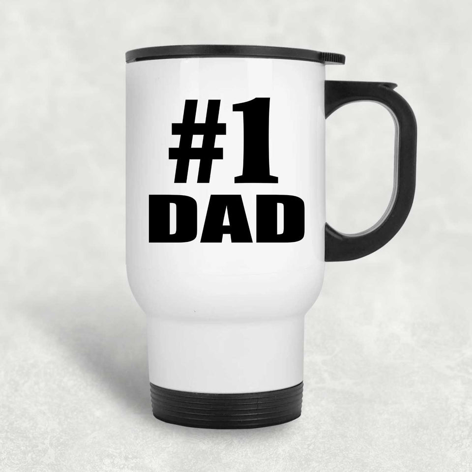 Number One #1 Dad - White Travel Mug