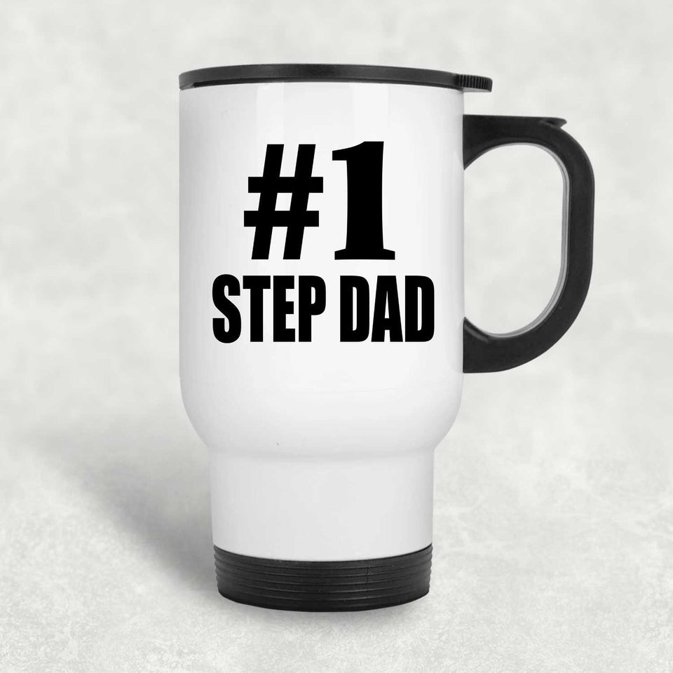 Number One #1 Step Dad - White Travel Mug