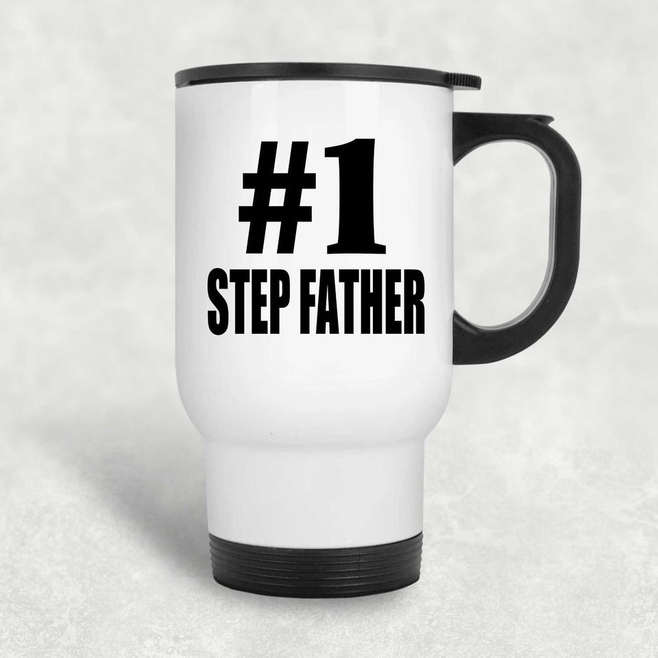 Number One #1 Step Father - White Travel Mug