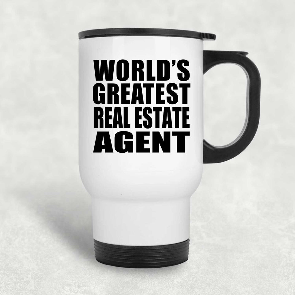 World's Greatest Real Estate Agent - White Travel Mug
