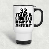 Happy 32nd Anniversary 32 Years & Counting - White Travel Mug