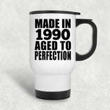 34th Birthday Made In 1990 Aged to Perfection - White Travel Mug