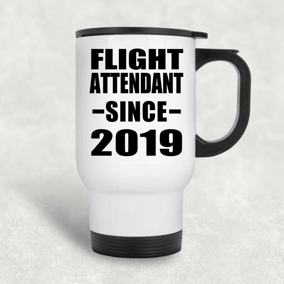 Flight Attendant Since 2019 - White Travel Mug
