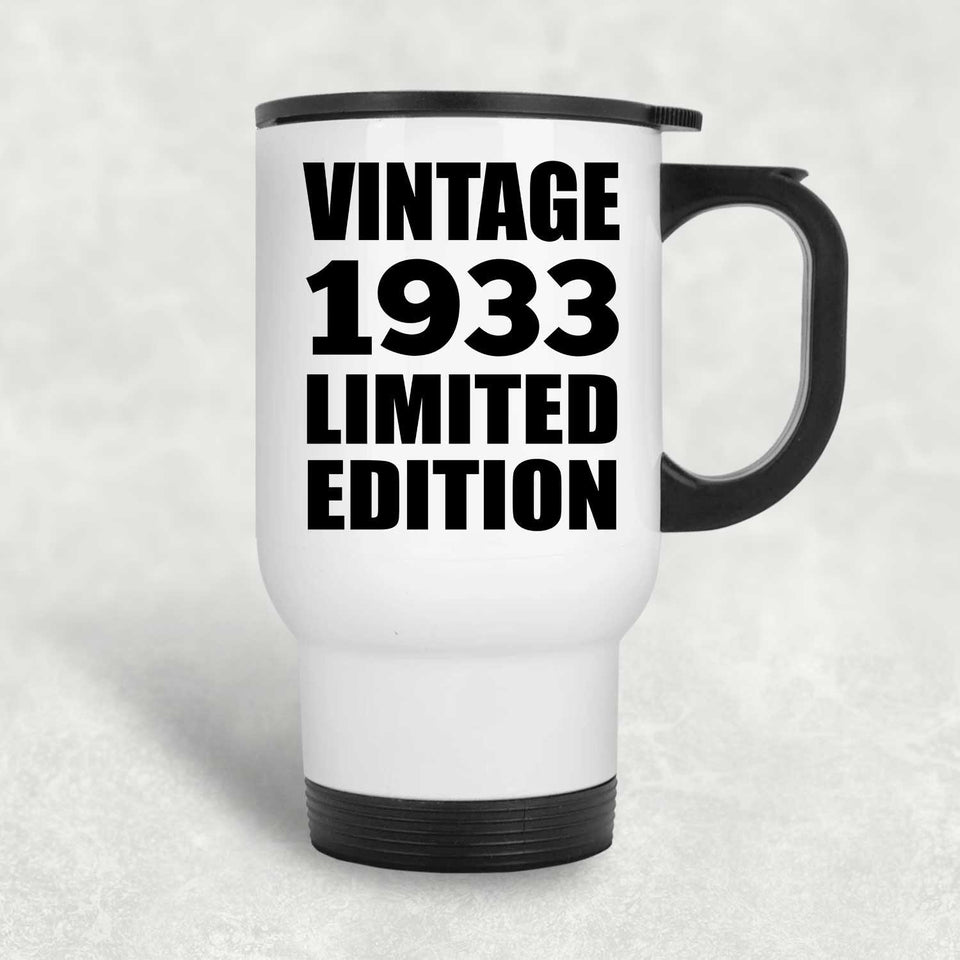 91st Birthday Vintage 1933 Limited Edition - White Travel Mug