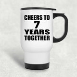 7th Anniversary Cheers To 7 Years Together - White Travel Mug