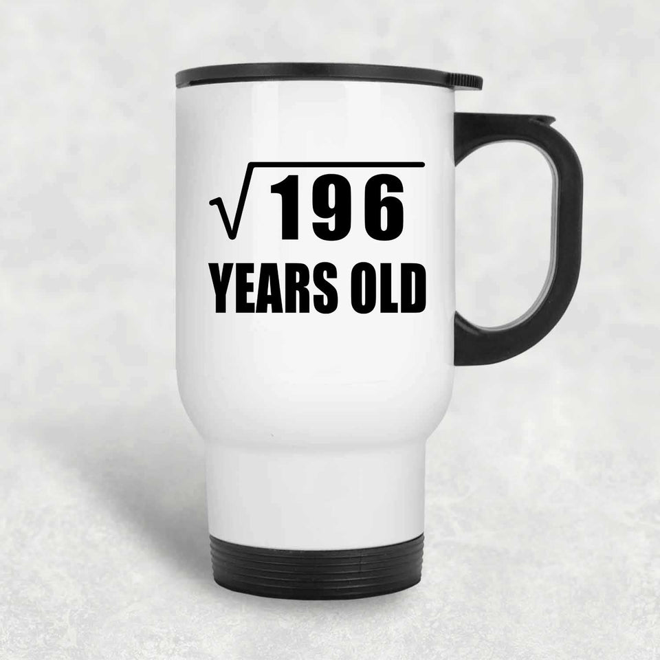 14th Birthday Square Root of 196 Years Old - White Travel Mug
