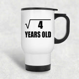 2nd Birthday Square Root of 4 Years Old - White Travel Mug
