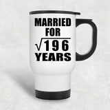14th Anniversary Married For Square Root of 196 Years - White Travel Mug