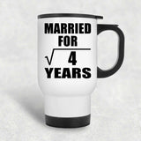 2nd Anniversary Married For Square Root of 4 Years - White Travel Mug