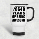 93rd Birthday Square Root of 8649 Years of Being Awesome - White Travel Mug