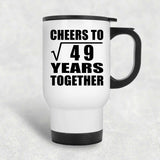 7th Anniversary Cheers To Square Root of 49 Years Together - White Travel Mug
