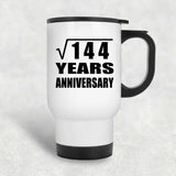 12th Anniversary Square Root of 144 Years Anniversary - White Travel Mug