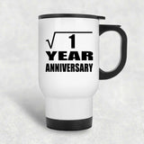 1st Anniversary Square Root of 1 Year Anniversary - White Travel Mug