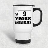 3rd Anniversary Square Root of 9 Years Anniversary - White Travel Mug