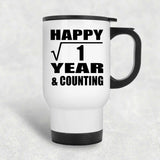 Happy 1st Anniversary Square Root of 1 Year & Counting - White Travel Mug