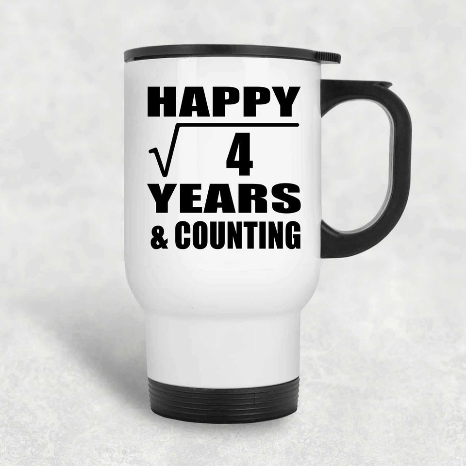 Happy 2nd Anniversary Square Root of 4 Years & Counting - White Travel Mug