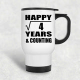 Happy 2nd Anniversary Square Root of 4 Years & Counting - White Travel Mug