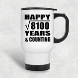 Happy 90th Anniversary Square Root of 8100 Years & Counting - White Travel Mug