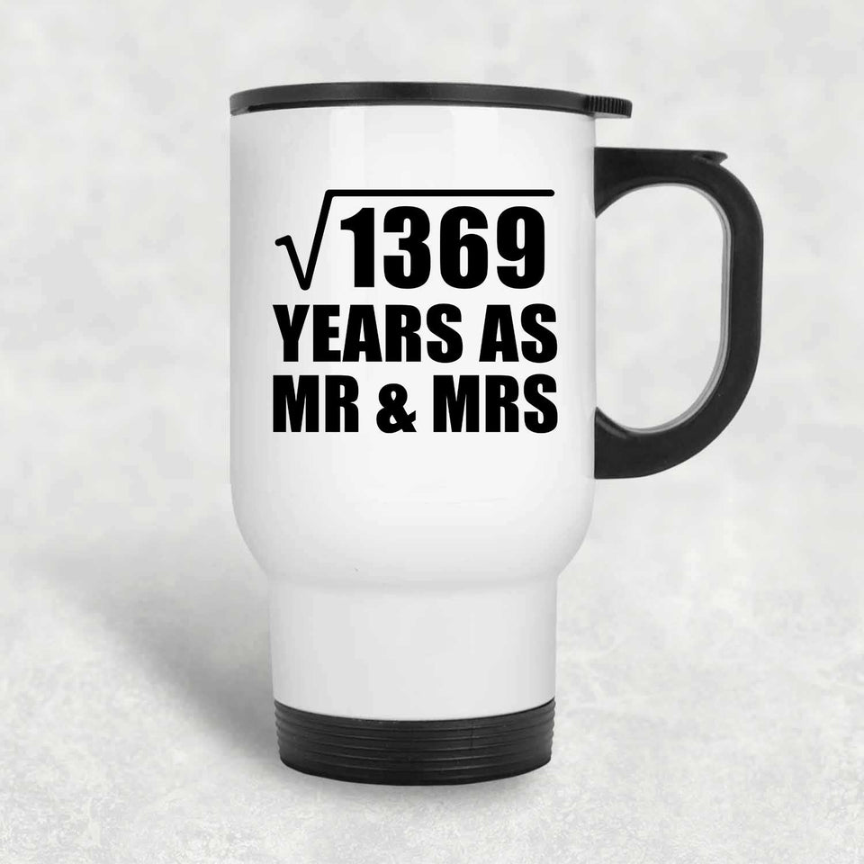 37th Anniversary Square Root of 1369 Years As Mr & Mrs - White Travel Mug