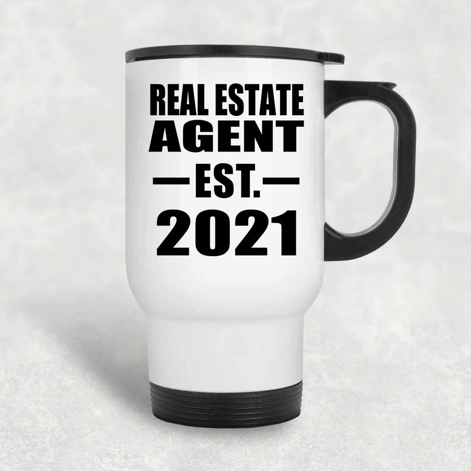 Real Estate Agent Established EST. 2021 - White Travel Mug