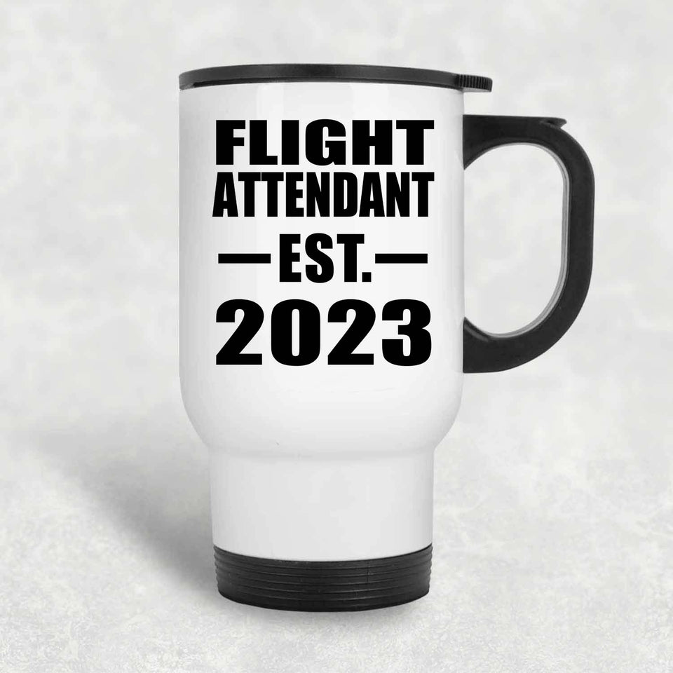 Flight Attendant Established EST. 2023 - White Travel Mug