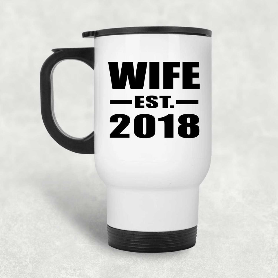 Wife Established EST. 2018 - White Travel Mug