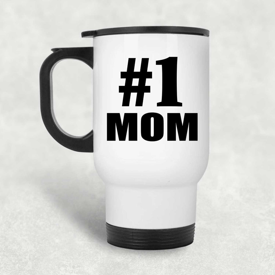 Number One #1 Mom - White Travel Mug