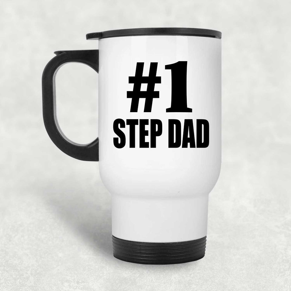 Number One #1 Step Dad - White Travel Mug
