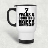 Happy 7th Anniversary 7 Years & Counting - White Travel Mug