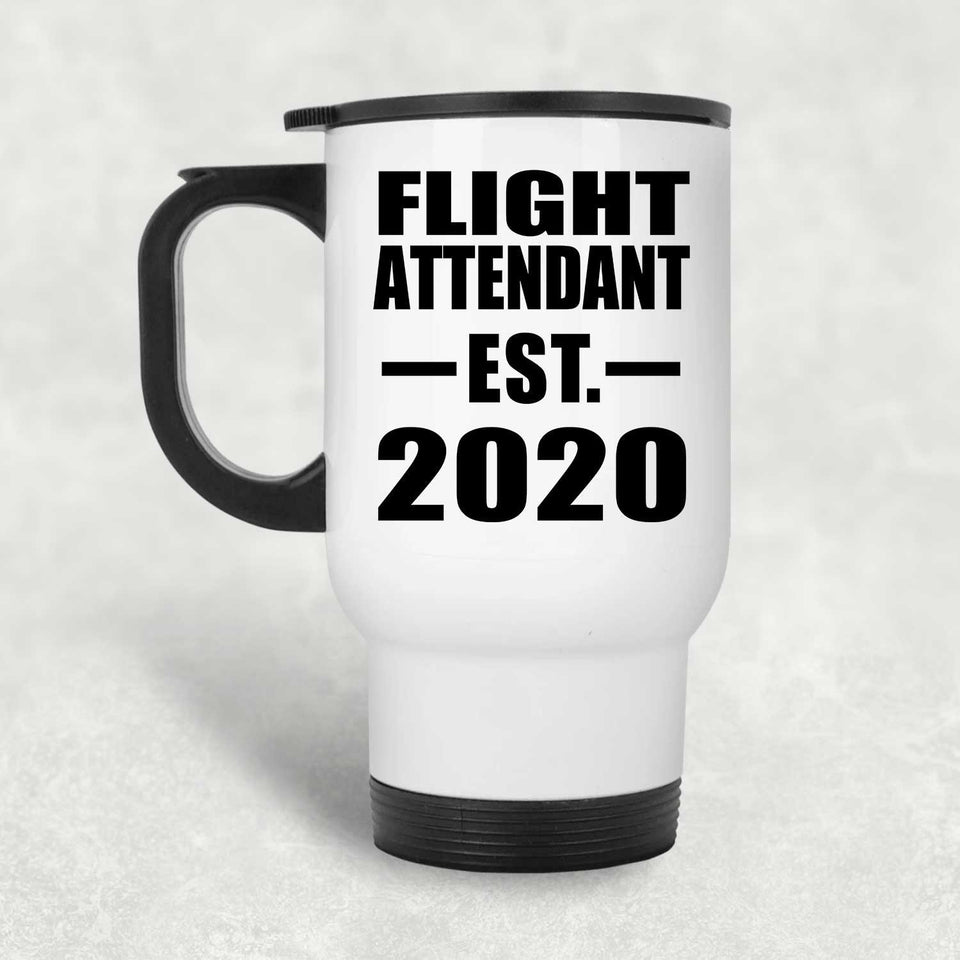 Flight Attendant Established EST. 2020 - White Travel Mug