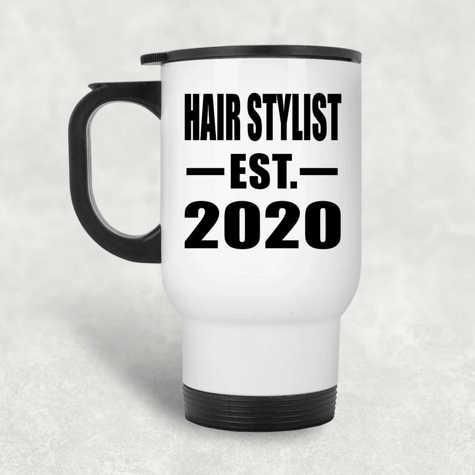 Hair Stylist Established EST. 2020 - White Travel Mug