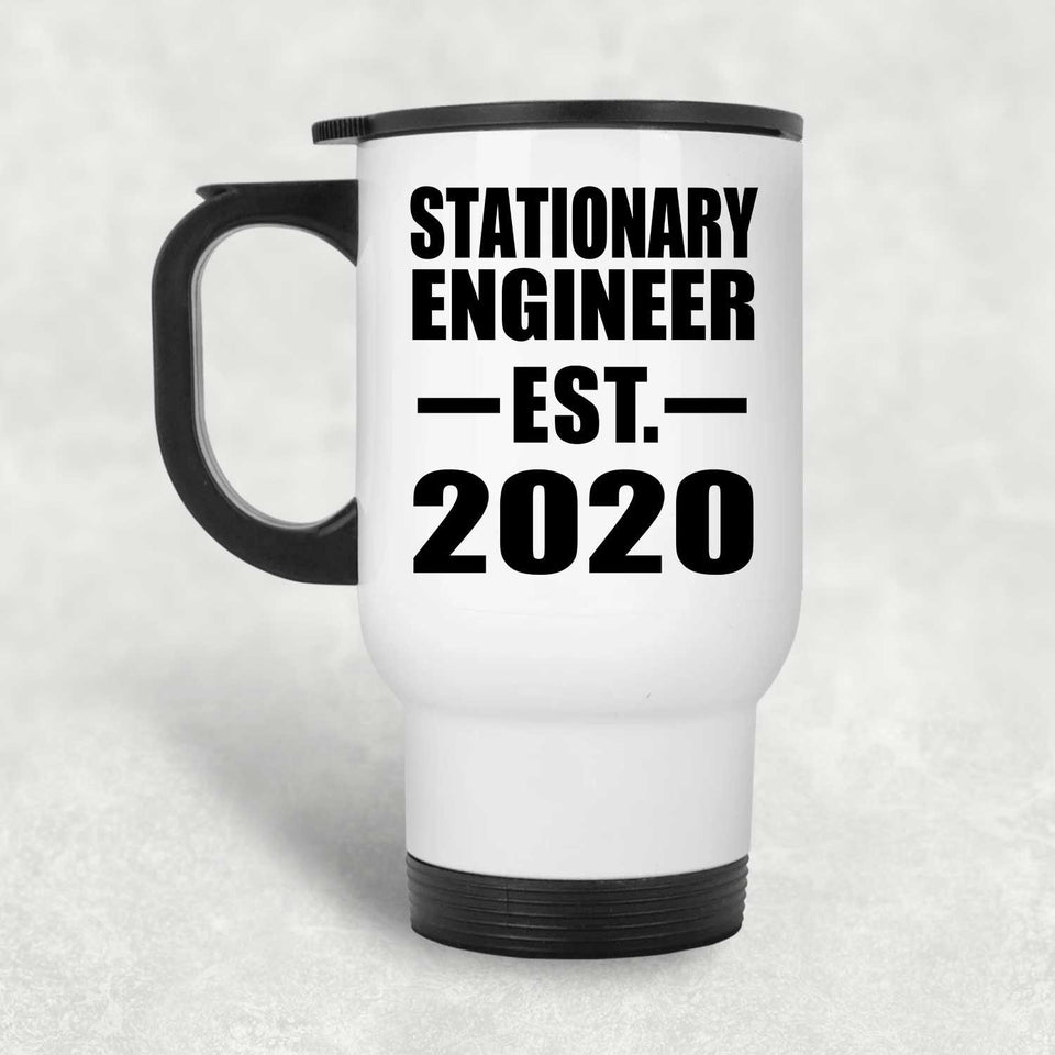 Stationary Engineer Established EST. 2020 - White Travel Mug
