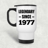47th Birthday Legendary Since 1977 - White Travel Mug