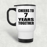 7th Anniversary Cheers To 7 Years Together - White Travel Mug