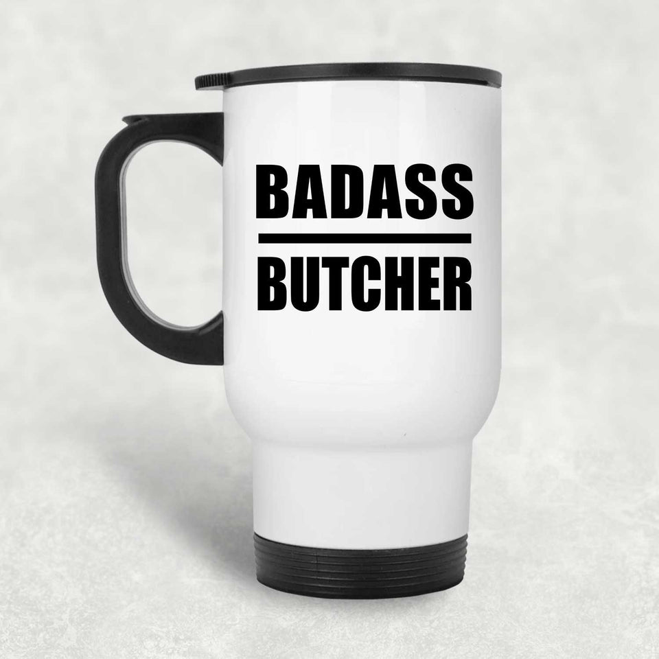 Badass Butcher - White Travel Mug