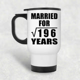 14th Anniversary Married For Square Root of 196 Years - White Travel Mug