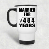 22nd Anniversary Married For Square Root of 484 Years - White Travel Mug