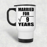 3rd Anniversary Married For Square Root of 9 Years - White Travel Mug