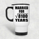 90th Anniversary Married For Square Root of 8100 Years - White Travel Mug