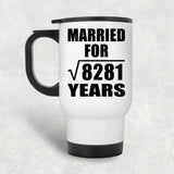 91st Anniversary Married For Square Root of 8281 Years - White Travel Mug